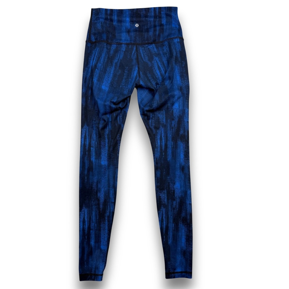 Lululemon Wunder Under Leggings Womens 4 Blue Brushstroke High Rise Full Length - Picture 2 of 7